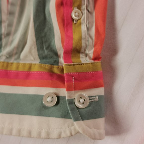 Faconnable Ladies Striped Button down Blouse - Picture 9 of 11